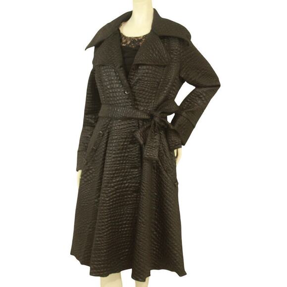 ✨HOST PICK✨ Samuel Dong Black Alligator Jacquard A-line Coat - Sz L (Boutique) - Picture 1 of 7
